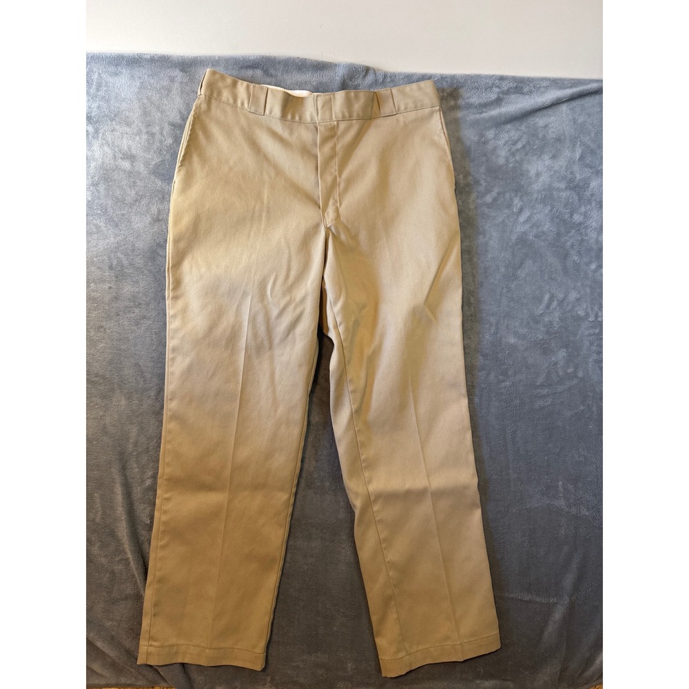 Dickies 874 Original Fit Flex Work Pants Khaki Tan Mens 34x29 Flat Front Chino